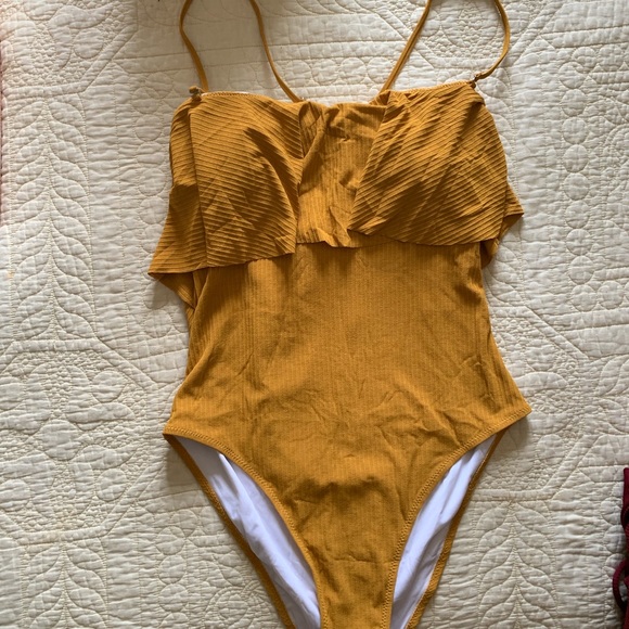 mustard yellow bathing suit